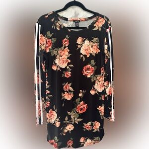 Rue21 Black Floral Long Sleeve Dress Large